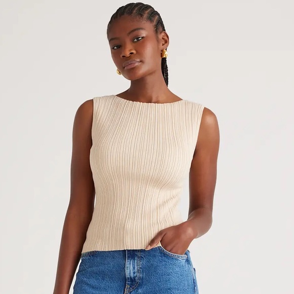 Quince Tops - Quince Cotton Cashmere Ribbed Tank in Heather Oatmeal